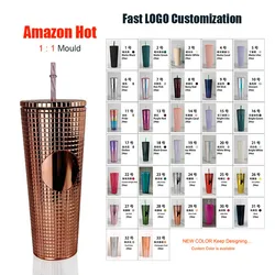 GXP Hot Selling 24oz Pink Custom Logo In Bulk Plastic Tumbler Cold Coffee Mug Tumblers Cups With Lids And Straws