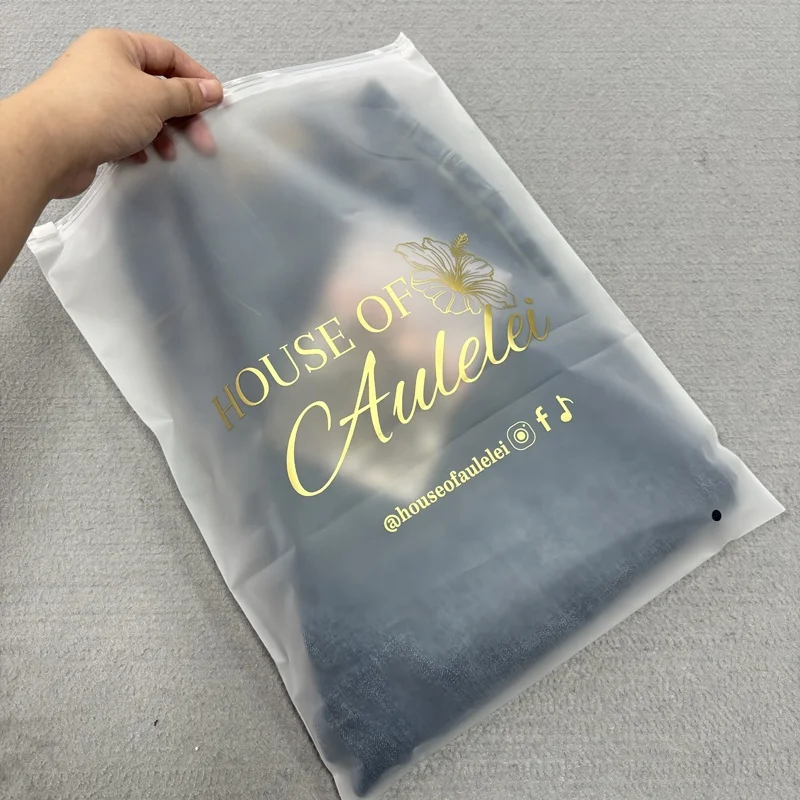 Clear Plastic Clothes Shirt Packaging Bags Custom Own Design Clothing Frosted Plastic Poly Bag With Zipper