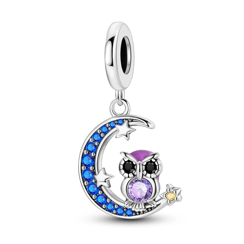 New fashion S925 Sterling Silver charm Mermaid owl perfume high heels Pendant Beads DIY charm Bracelet for women gifts Jewelry