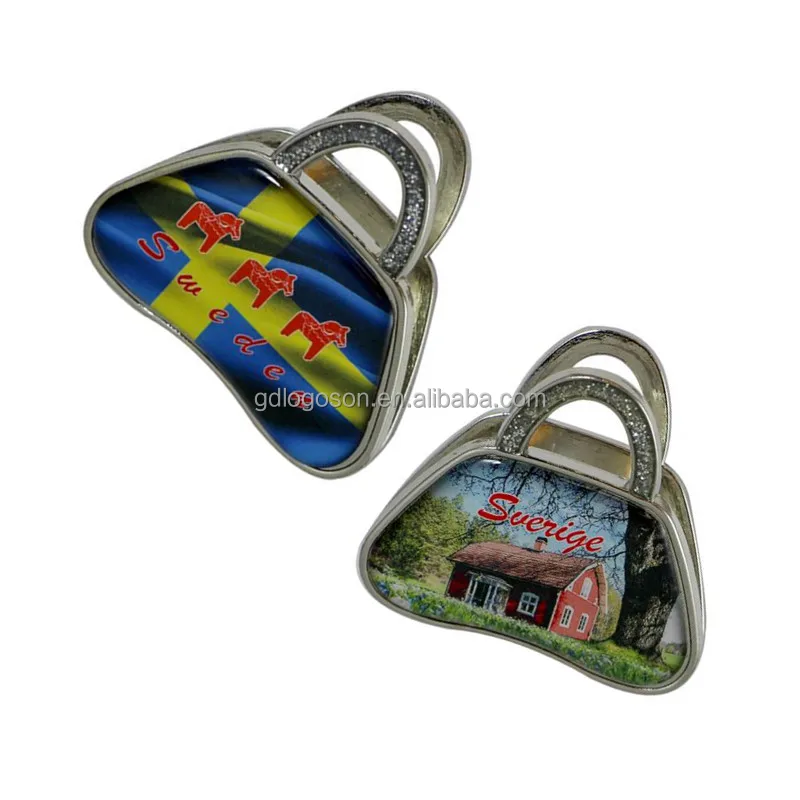 Sweden Souvenirs Magnetic Memo Note Clips Custom Metal Handbag Purse Shaped Memo Clip Magnet
