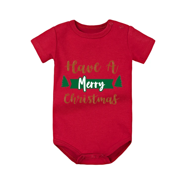 Custom Baby clothes high quality 100% combed cotton baby clothes christmas my first christmas baby girl christmas clothes
