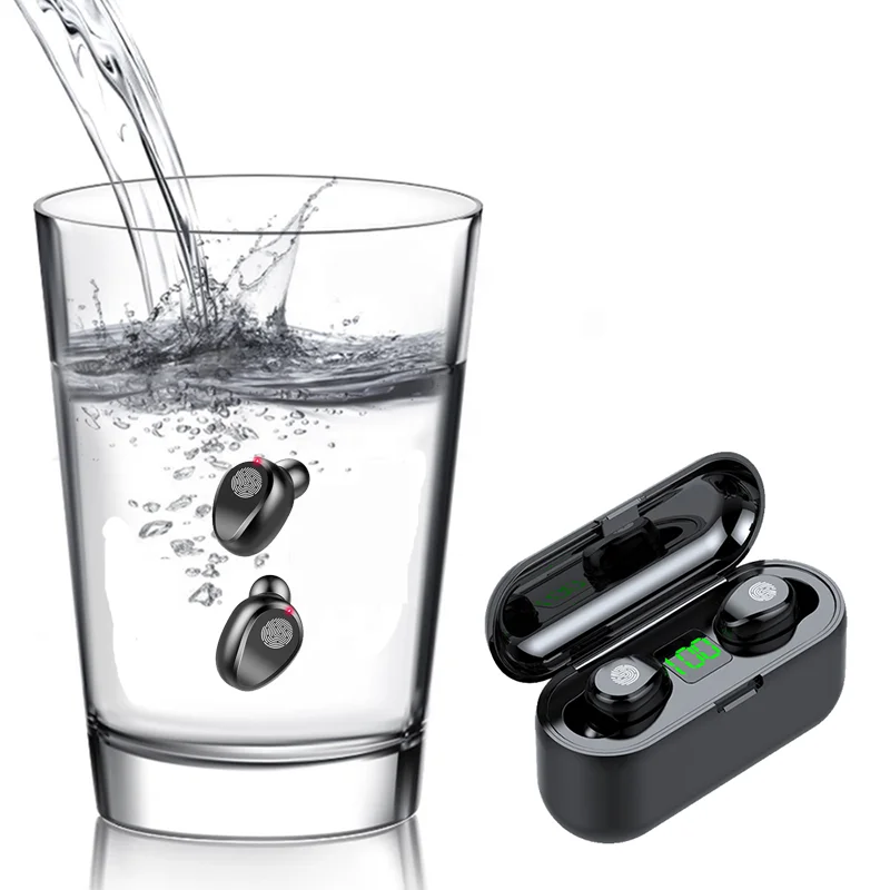 8D Stereo 2000Mah F9 tws Lcd Display Mini In-ear Sports Running Wireless Earbuds In-Ear Earphones Headphone Headset for phone