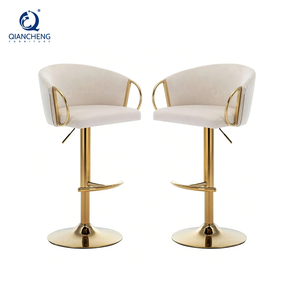 Modern Luxury Gas Lift Bar Chair with Swivel Adjustable Height Stool High Counter Backrest Home Cafe Hotel other bar furniture