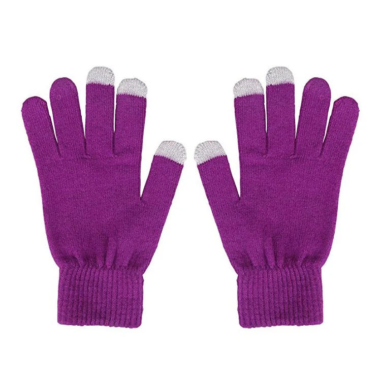 Womens knitted mitten with custom logo touchscreen knit gloves Fashion winter gloves