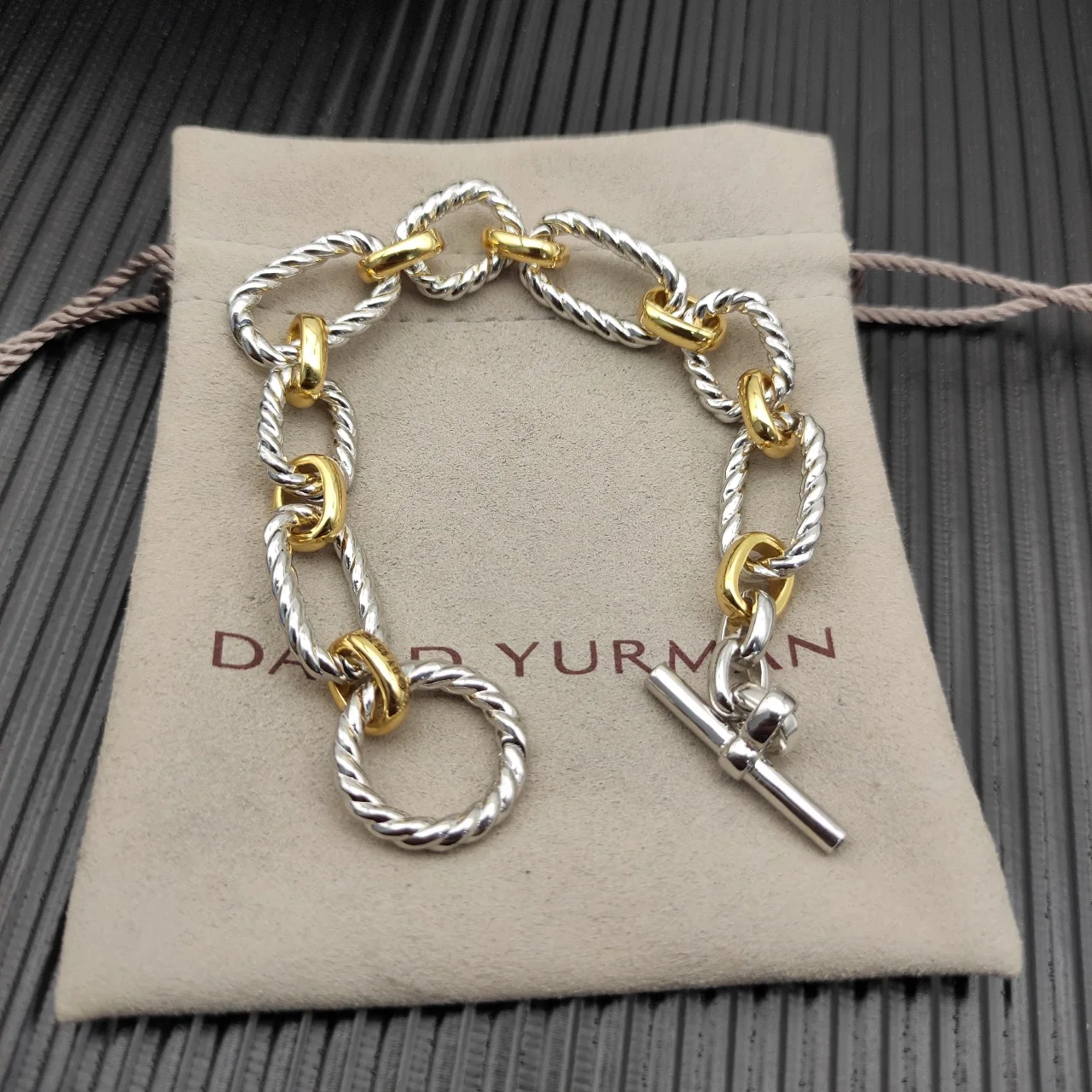 David Yarmans 925 silver Factory wholesale ins tricolor twisted line striped OT buckle bracelet retro style gift accessories