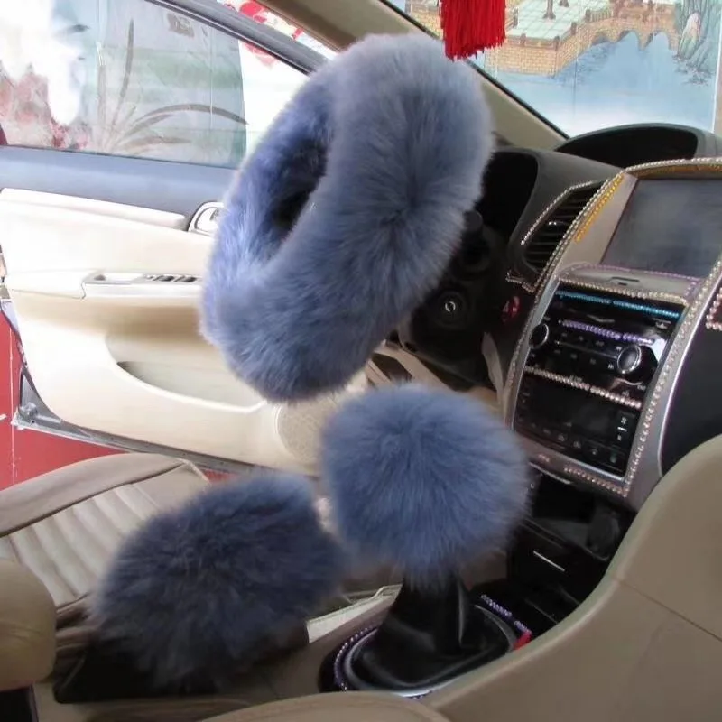
Winter Super Soft Plush Car Steering Wheel Cover Universal Warm Faux Fur Auto Handlebar on the Steering Wheel Braid Beautiful 