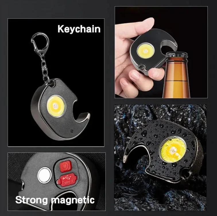 Hot selling USB charging with 7 lighting modes flashlight outdoor LED mini keychain light with strong magnet