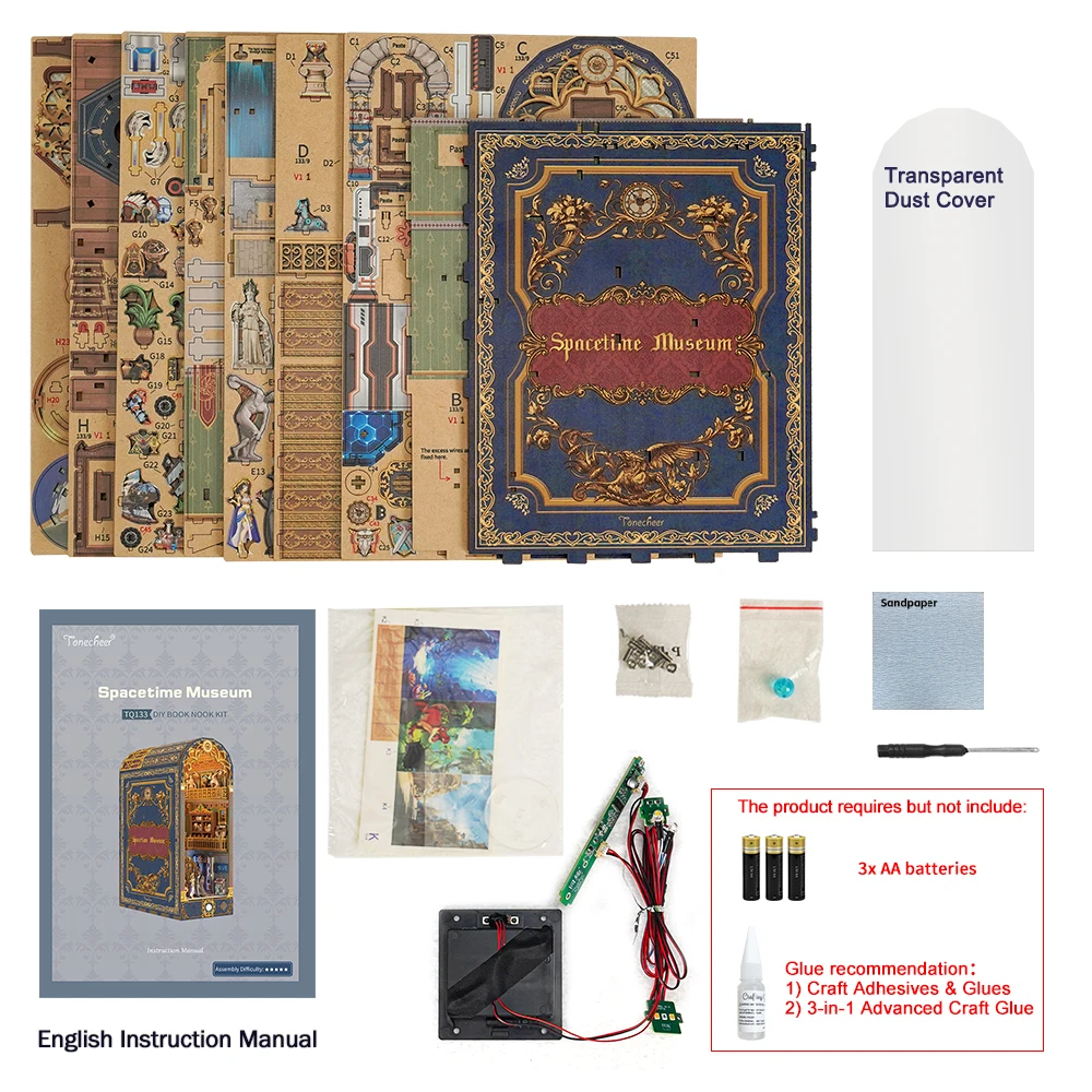 Tonecheer Spacetime Museum TQ133 3D Wooden Book Nook Miniature Kit Assembled Toys Model For Adults Decorations