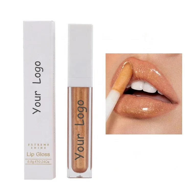 Lip Gloss Make Your Own Logo Container Square Tube Low MOQ OEM ODM Factory Non-fading Waterproof Glitter Lip Gloss Private Label
