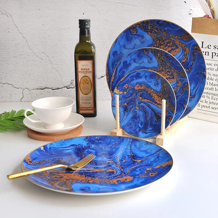 Ceramic nordic blue and white dinner plate
