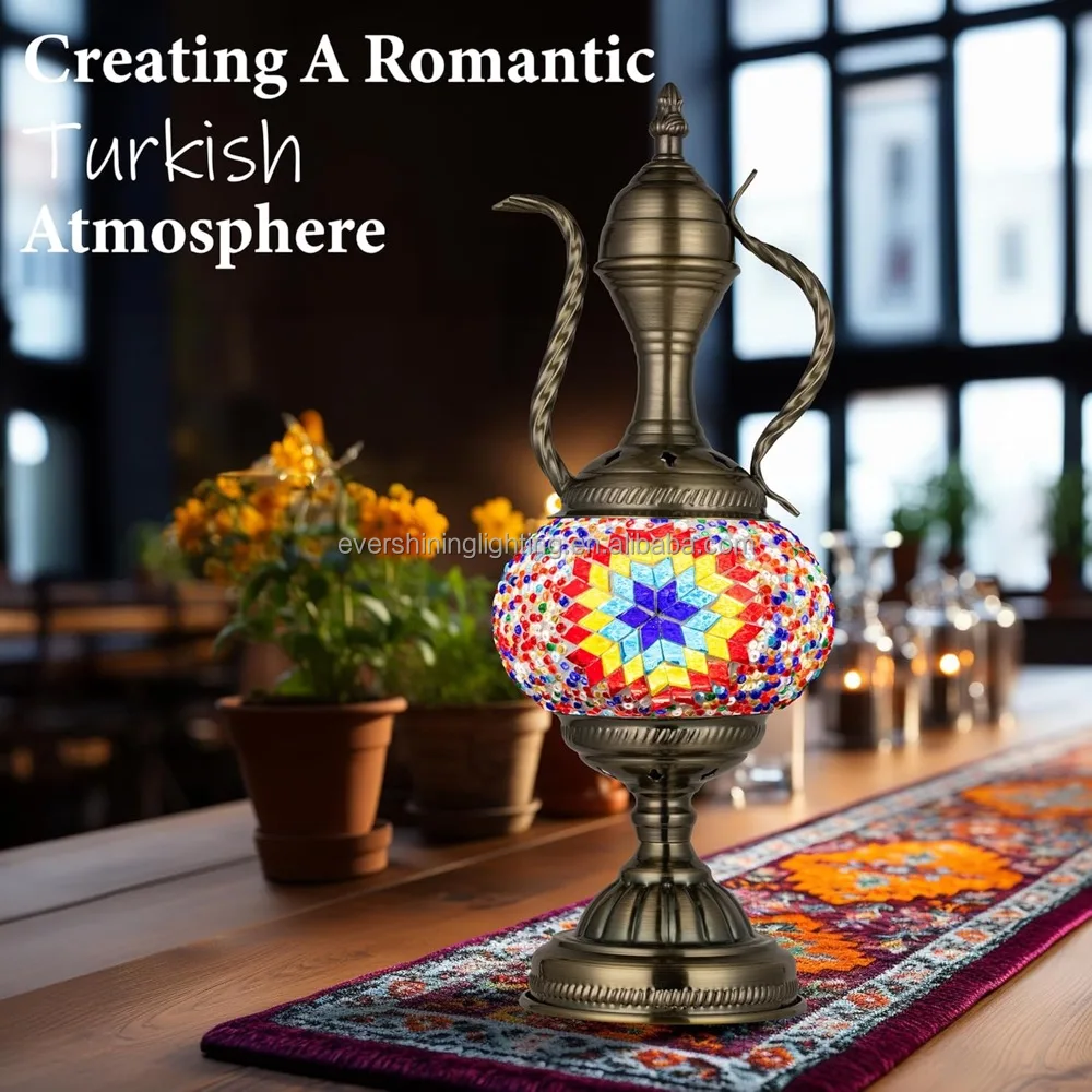 Marrakech GLass Handmade DIY Turkish Mosaic Teapot Table Lamp Craft Kit