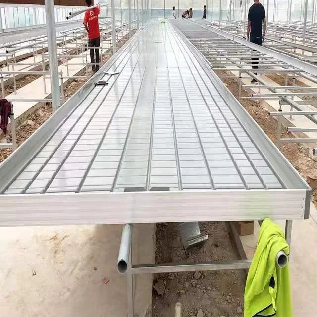 
Hydroponic 4x8 flood tray plastic rolling table for agricultural greenhouse 