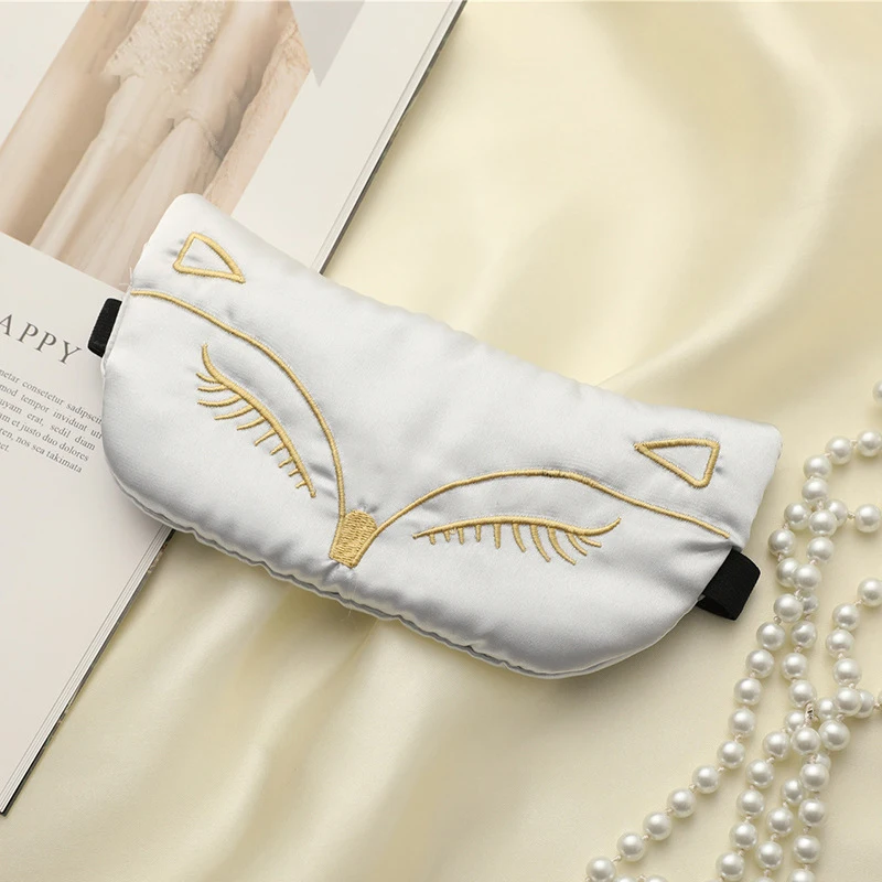 Customized eye mask Cat Fox Embroidery With Elastic Band Navy Eye Mask For Men And Women Travel Hotel SPA Nap Use