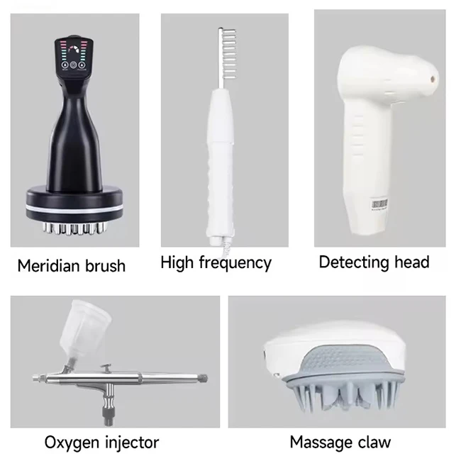 Equipment Repair Root Promote Oxygen Spray 5 Head Scalp Meridian Brush Massage Anti Loss Treatment Devices Hair Growth Machine