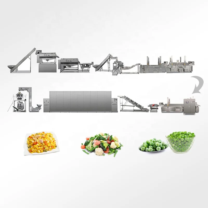 Vegetabkes iqf processing line iqf quick freezing machine for fruit and vegetables