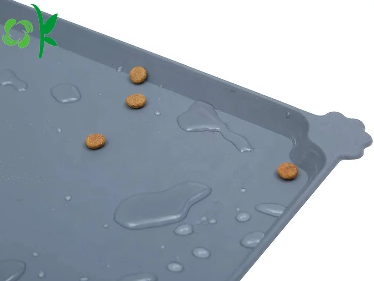 OKSILICONE Pet Supply Custom Silicone Pet Food Dog Mat Non-Stick Food Pad Water Cushion Waterproof Cat Feeding Bowl  Placemat