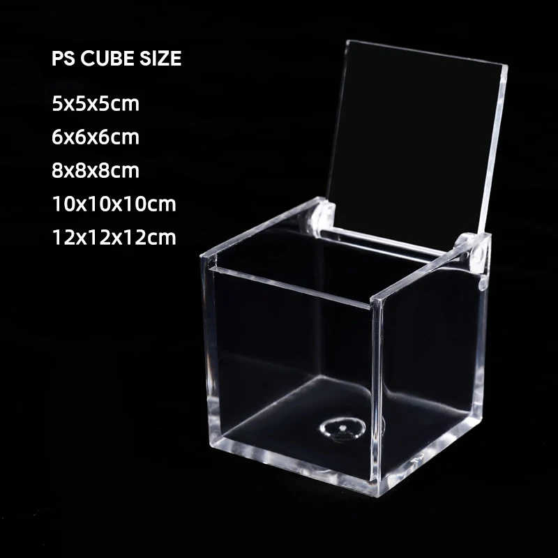 Factory Made Customized size Clear Transparent Acrylic PS Gift Storage Box with Hinged Lid For Gift Candy Flower Model