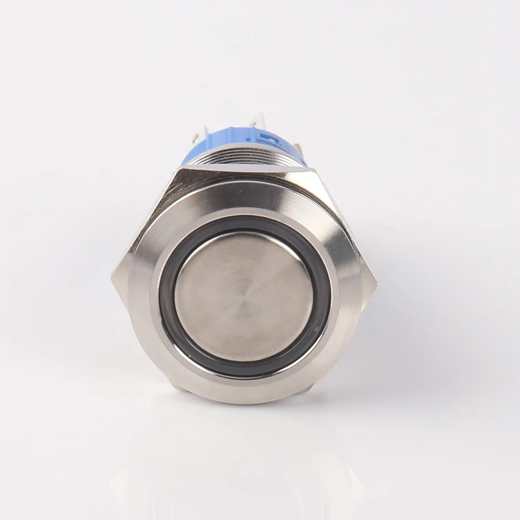 19mm Flat round Head 15a Brass Nickel Ring Led Latching Led Push Button Switch 15a 125vac