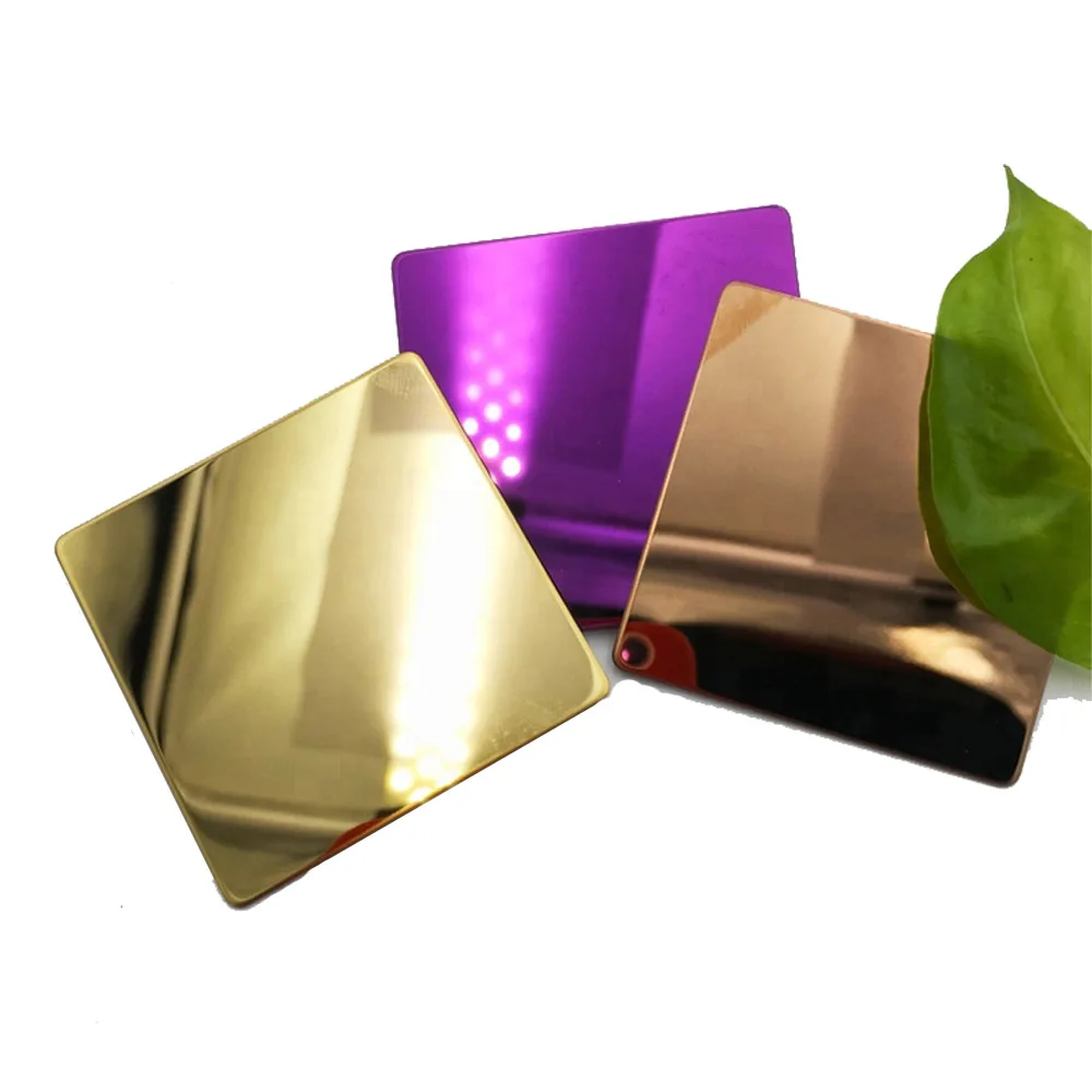 Gold Mirror Stainless Steel Sheet Backsplash Plate 316 8K Golden Mirror Color Decorative Stainless Steel Sheet