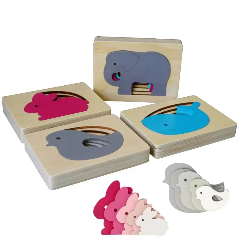 
Hot sale High Quality Wooden Puzzle of 3D Multilayer Jigsaw Puzzle Baby Toys for Early Education Kids Toys 