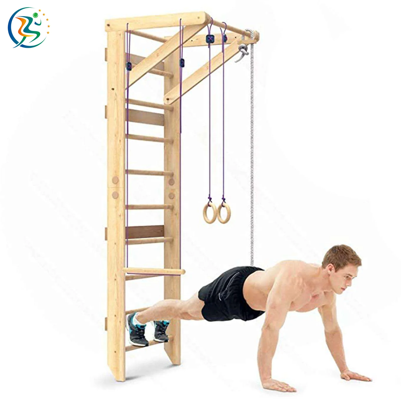 double indoor wall mounted wood stall gymnastics ladder gymnastic wall bars swedish ladder