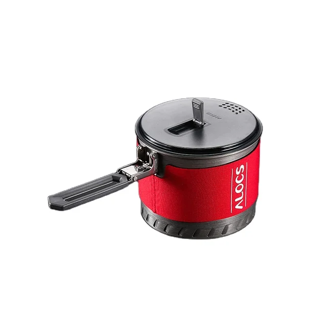 Alocs CW-S10 Outdoor Heat Exchange Camping Cooking Pot Cookware Folding Handle For Hiking Backpacking Picnic