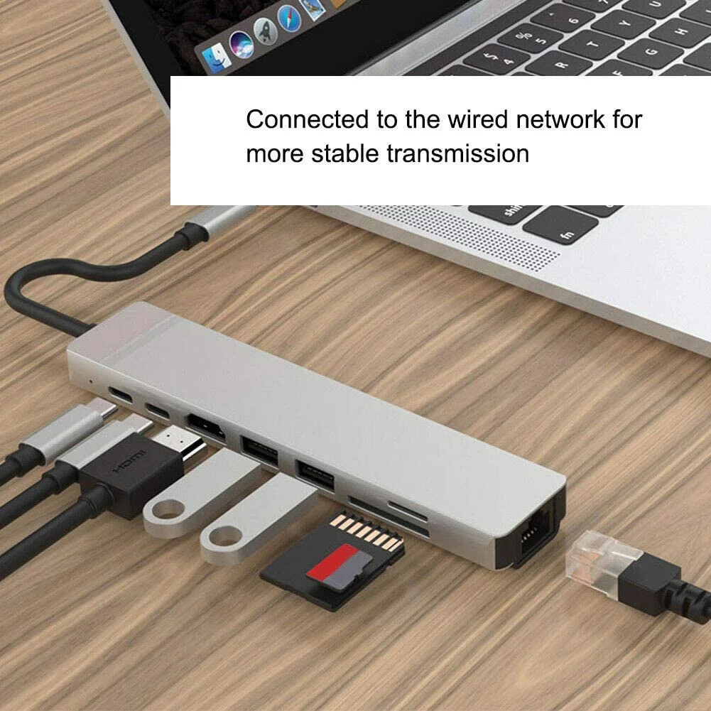 Jumon 8 в 1 адаптер USB-C концентратора Geschikt Usb Type-C концентратор Kabel naar 4K UHD MD преобразователь Ethernet USB-C концентратора