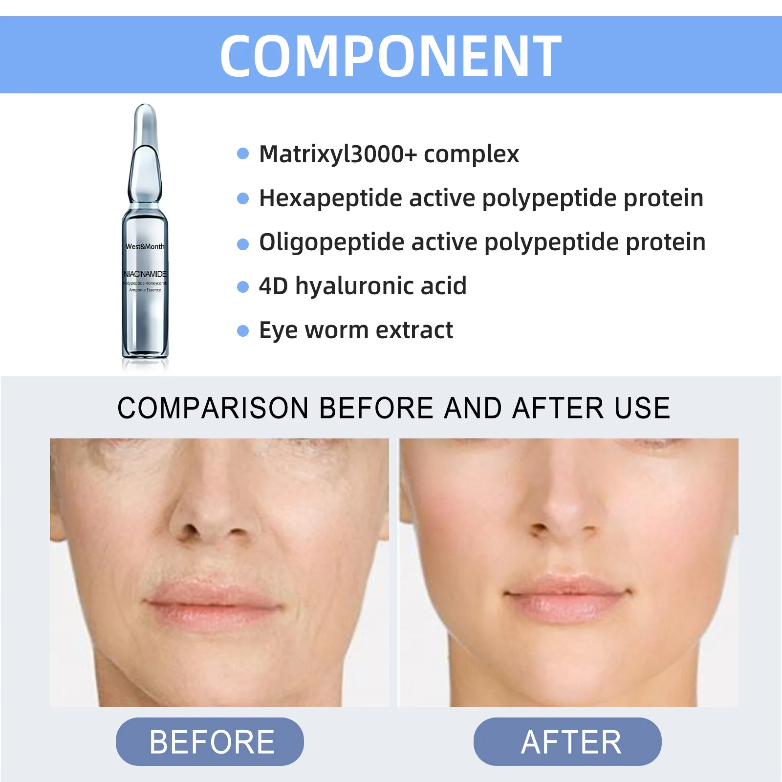 West&Month Ampoule Serum Kit Smoothing Ampoul Serum Organic Face Skin Serum Ampoule