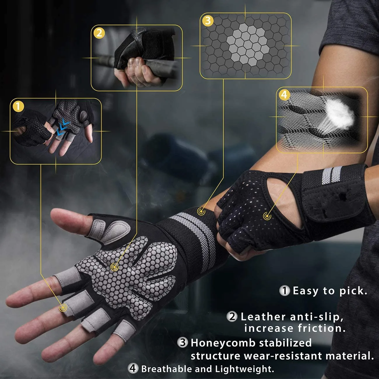 2022 Best Sellers Silicone antiskid Men Woman  Half finger Fitness Workout Gloves for weightlifting  Bodybuilding pull ups