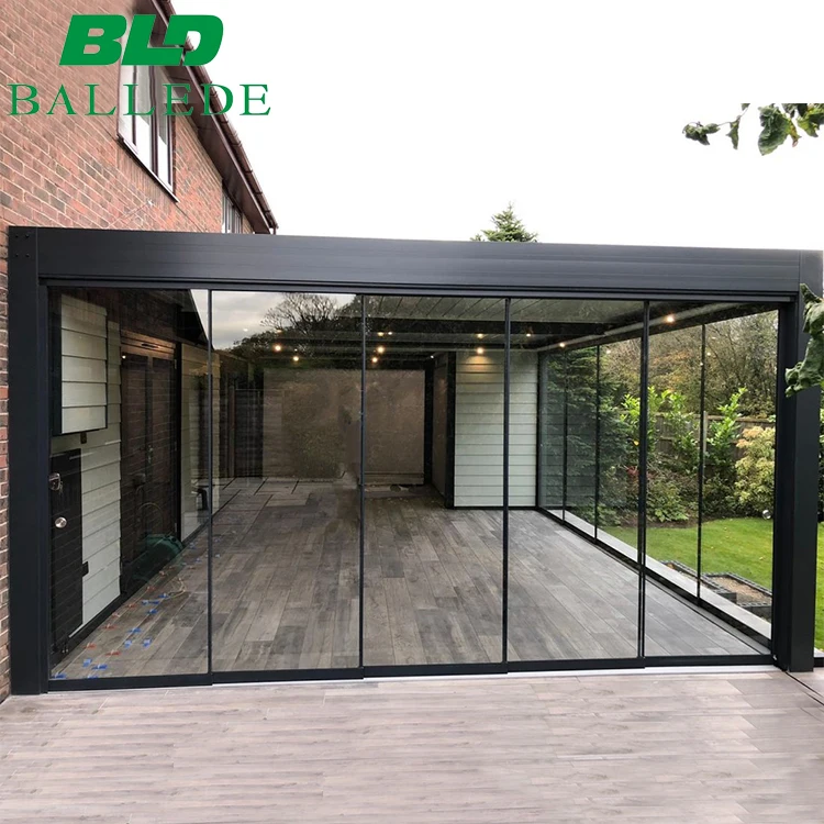 bioclimatic motorized LED garden waterproof aluminum pergola covers outdoor with metal louvered roof