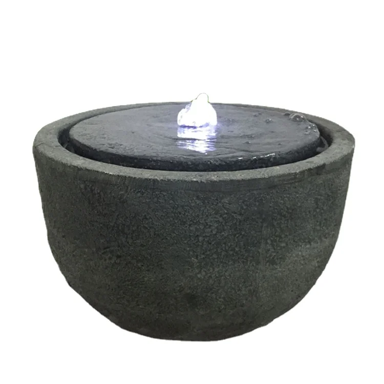Simple bowl garden stone looks lighting water fountain for outdoor use