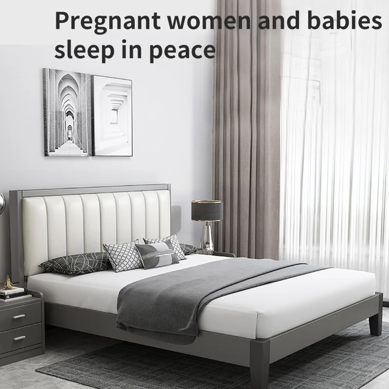 
New design bedroom furniture easy to assemble white strong elegant luxury bed panels wide wooden carved high headboard bed 