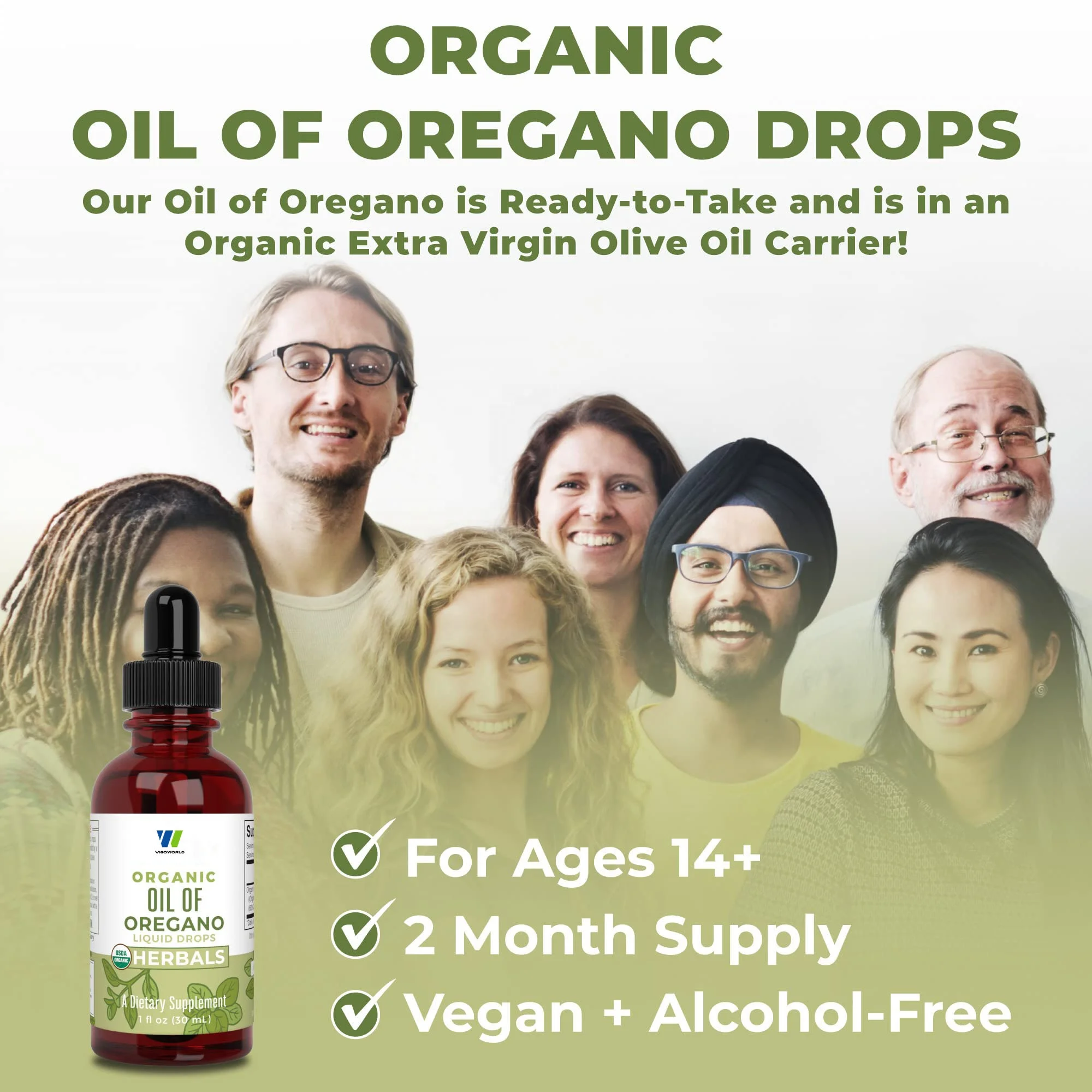 USDA Organic Oregano Oil Drops OEM ODM Herbal Liquid Blend Vitamin Supplement for Adult Immune Support