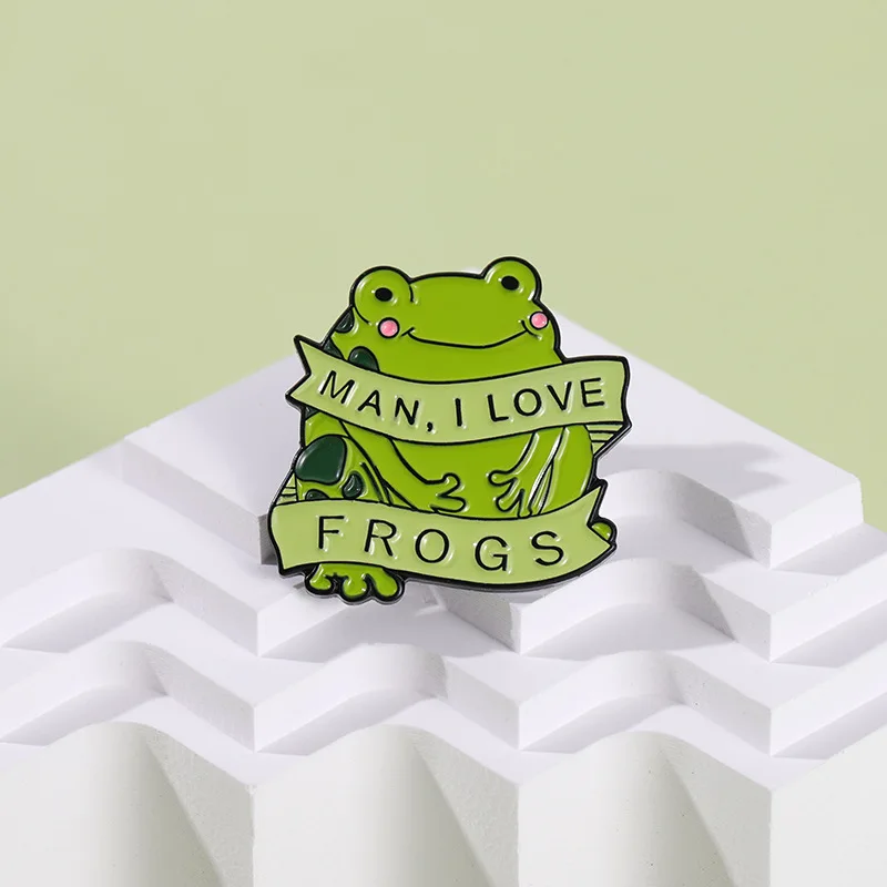 Stock Wholesale Lapel Pin Personalized Cute Anime Brooch Custom Cartoon Animal Creative Frog Shape Metal Badge Custom Enamel Pin