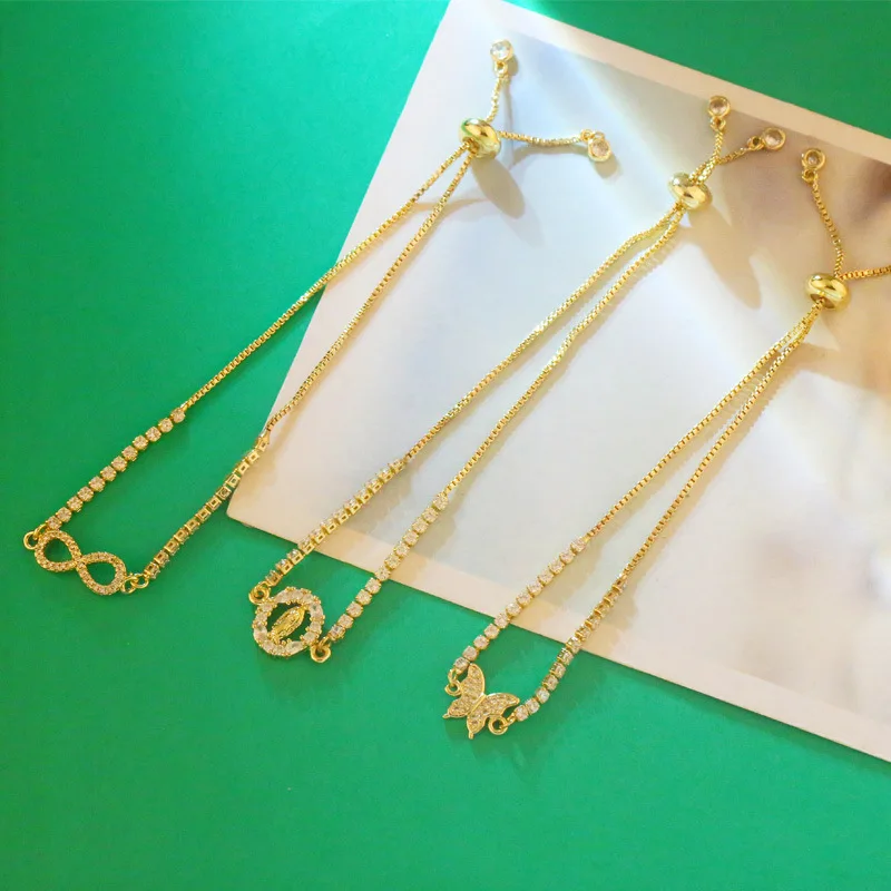 Butterfly Fashion Jewelry Gold Plated Zircon Tennis Ball Accessories Women Evil Bracelet