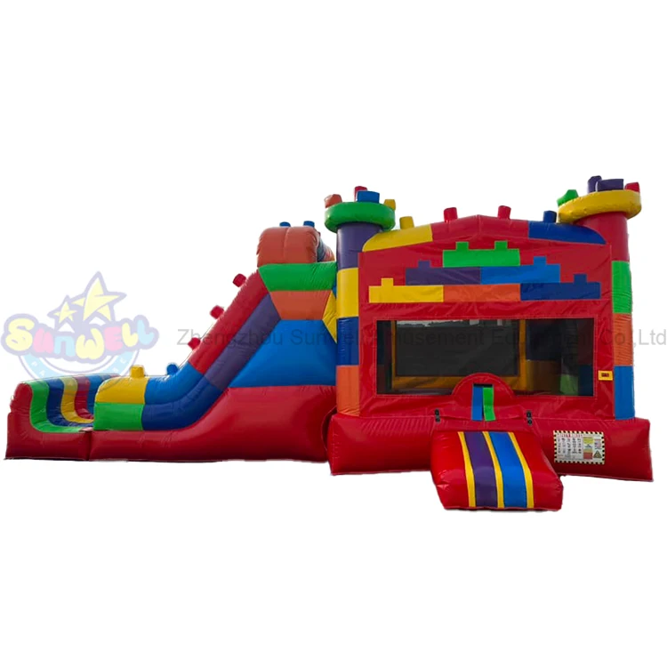 Blocks inflatable bouncer jumping bouncy castle jumper Building blocks bounce house with slide