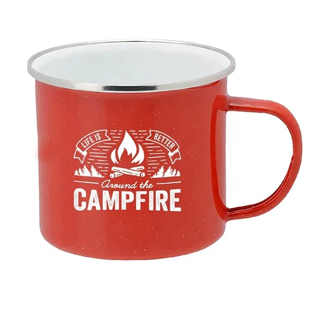 Lightweight Durable enamel 14oz tea or coffee cups Camping Enamel Mug for Tea Soup Milk