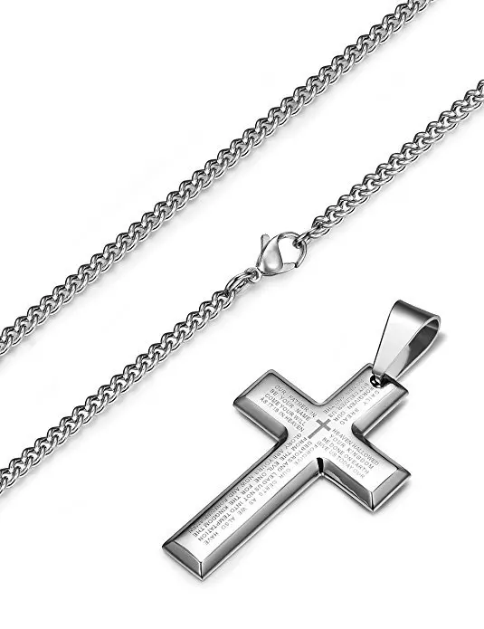 Custom catholic religious items holy bible cross necklace men