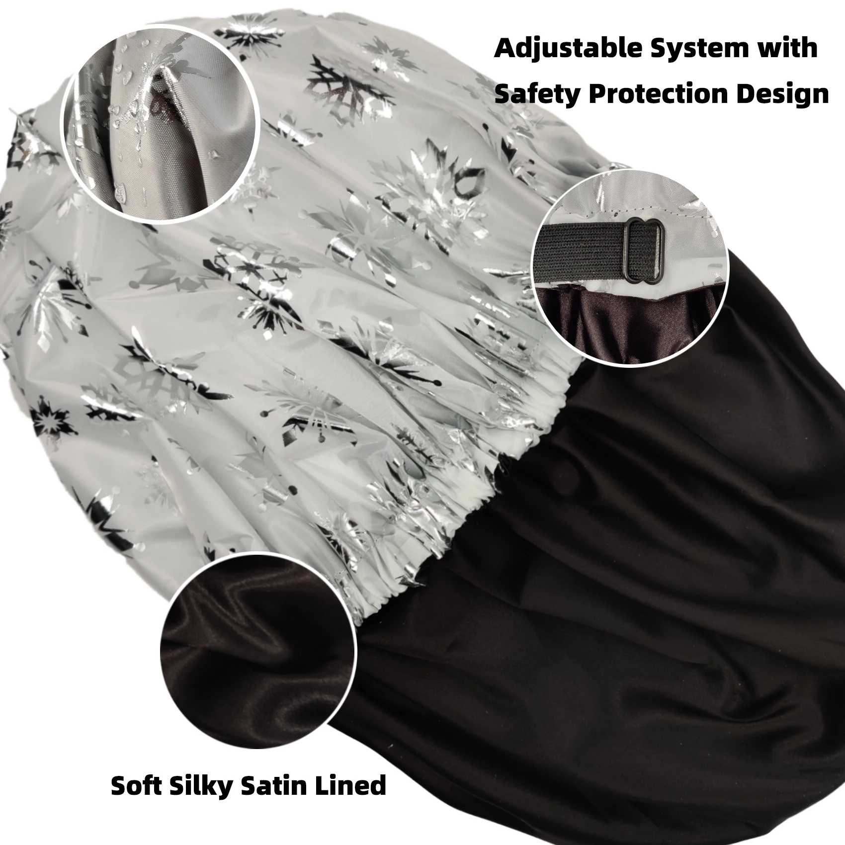 Очень большая шапочка для душа для женщин, регулируемая многоразовая шапочка для сна с атласной подкладкой