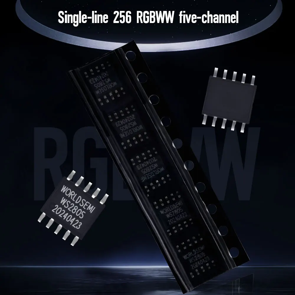 Colorful chasing light chip WS2805/SOP8 single-wire 256 RGBWW five-channel constant-current LED driver IC with a DOUT port of24V