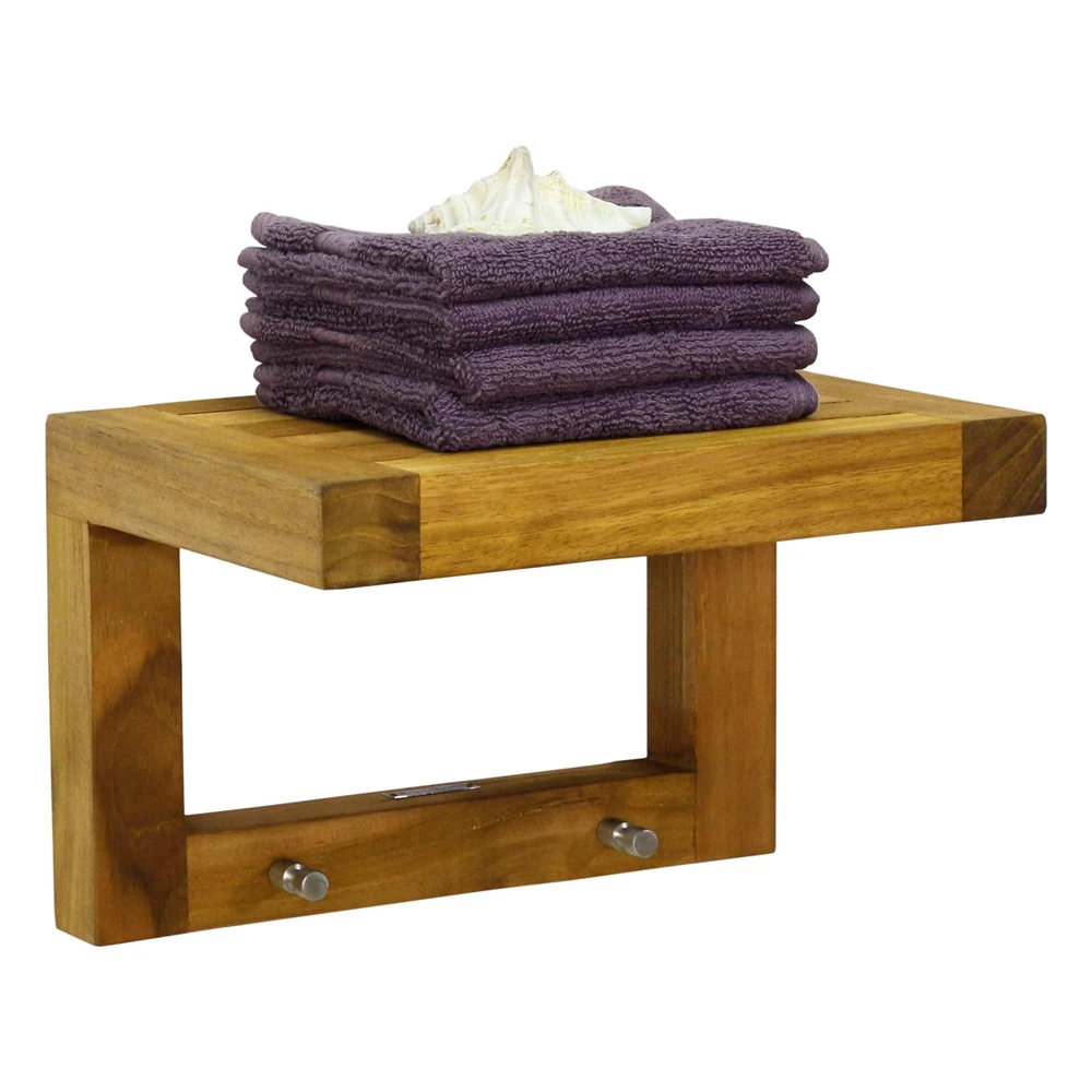 High Quality Wall Mounted Teak Wooden Bathroom Towel Hanger Rack