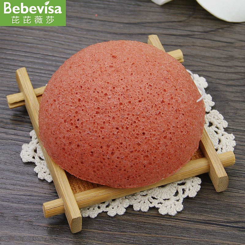Съедобная губка Bebevisa из черного бамбукового угля для ухода за кожей мини-губка luffa с полушариками ускорения метаболизма