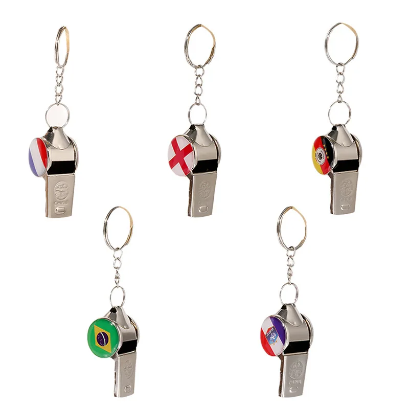 Personalized alloy keychain Germany France England fans whistle referee