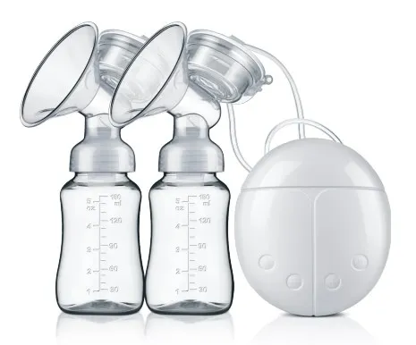 China food grade silicone usb charging double electric breast milk pump with feeding bottle