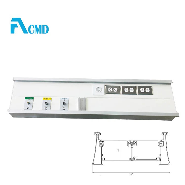 Surface Mounted Console Hospital Bed Head Medical Gas Terminal With Electronic Sockets Rail System Bed Head Unit