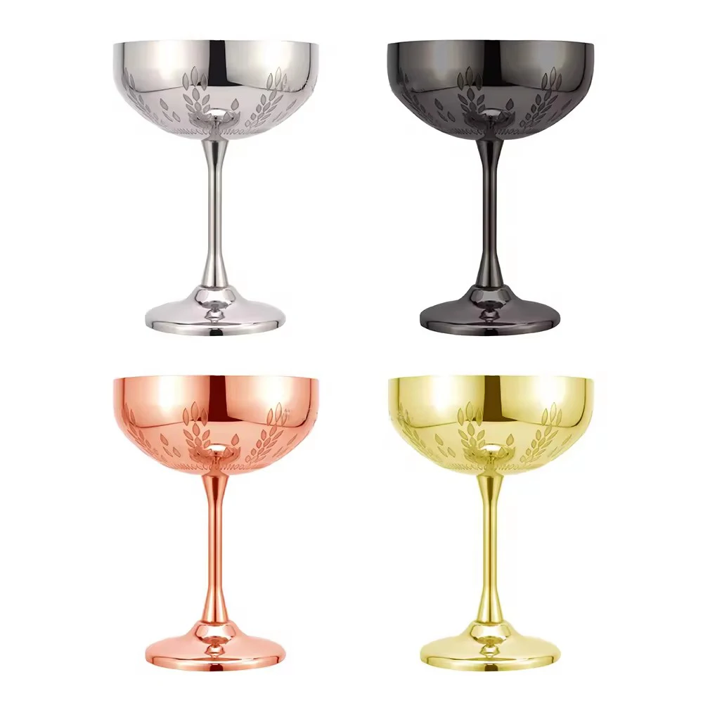 Vintage Goblet Wine glass cup Luxury Custom Logo Crystal Ribbed Stemless Wine Glasses for Wedding
