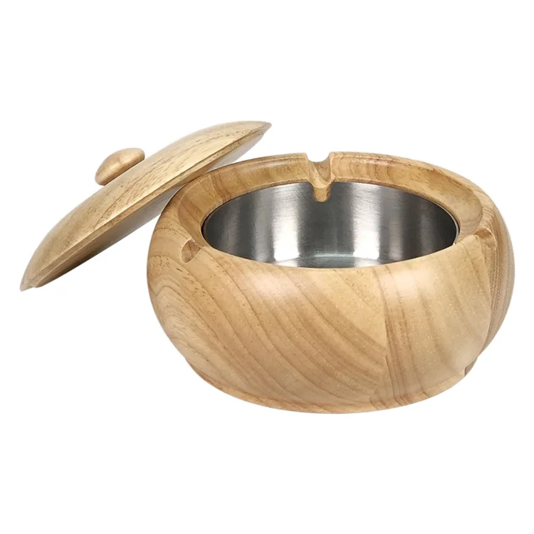 
High quality 2020 most popular ashtray with lid custom logo round wooden ashtray smoking ashtrays for boats  (1600088768729)