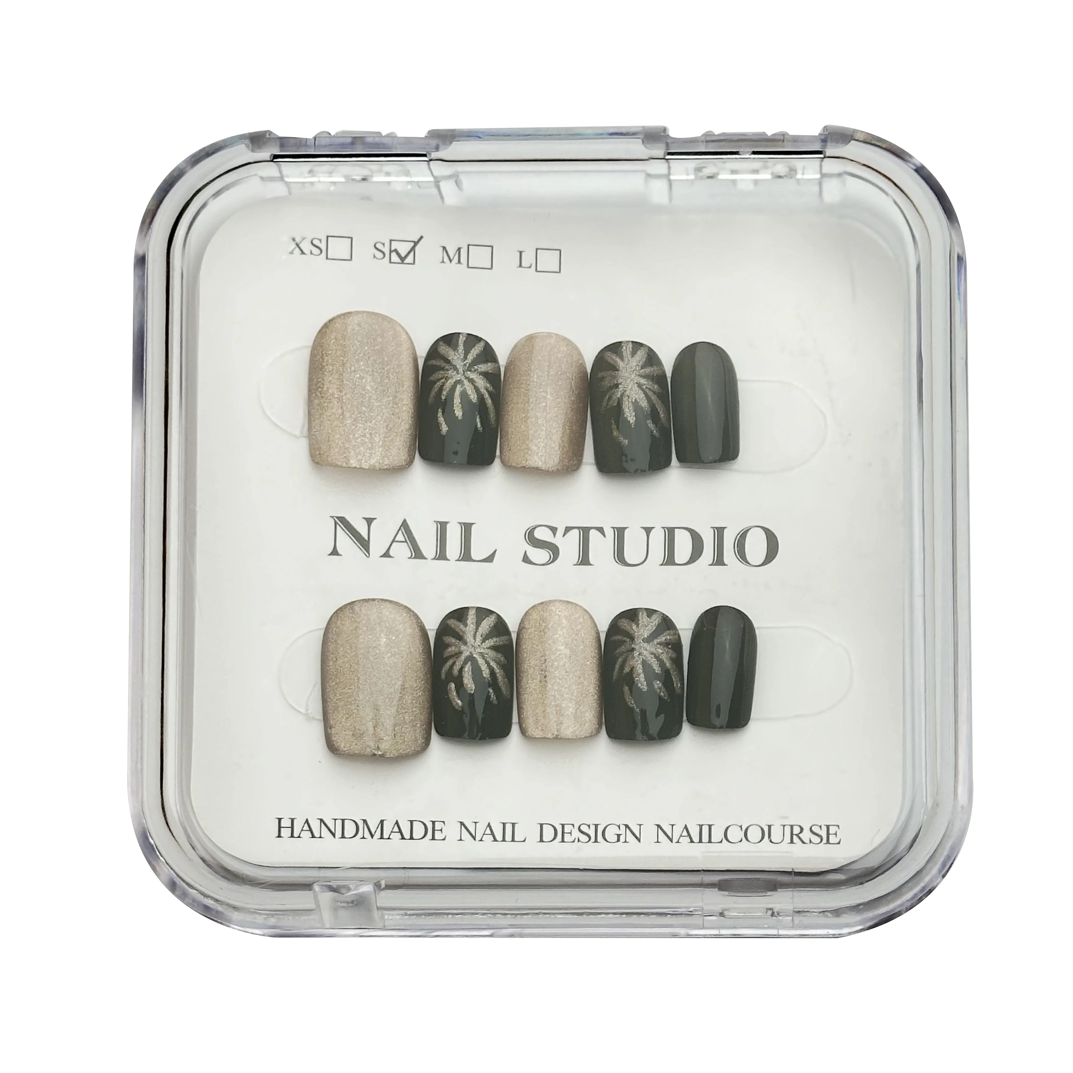 Private label push-on nails full coverage pre-coated black  nail bed durable long-lasting easy-to-apply fake nails
