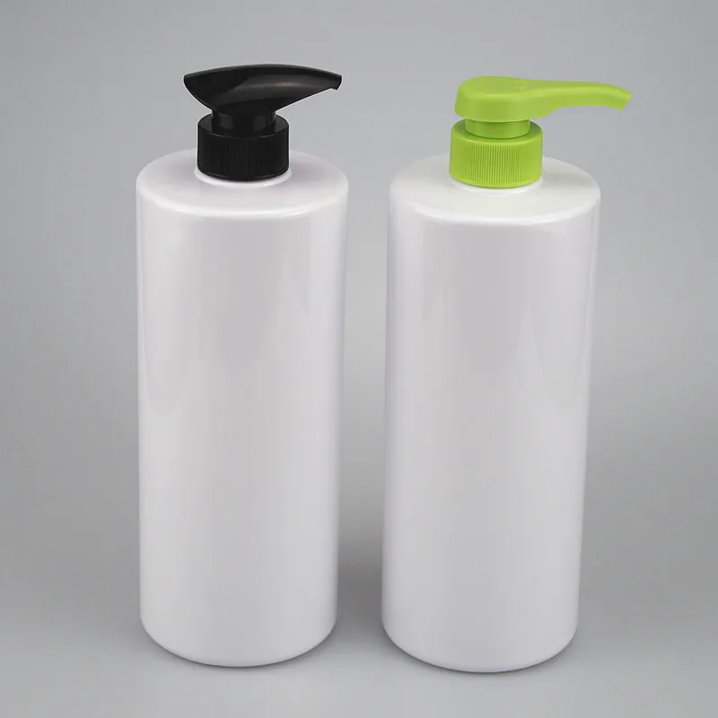 950ML cylinder white plastic shampoo bottle
