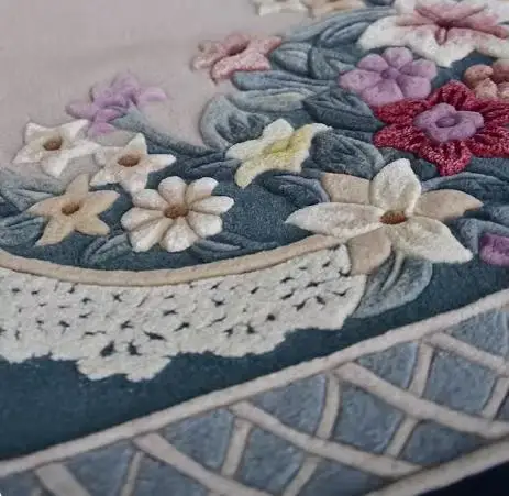 New Zealand imported wool European blue flowers American villa living room coffee table carpet bedroom hall office